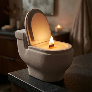 Vela divertida con forma de inodoro, regalo de broma de hormigón, humor de baño