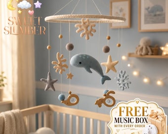 Whale Baby Mobile | Ocean Theme Nursery Decor | Sea Animal Crib