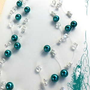 Chained Illusion Necklace Floating Glass Pearl & Crystal Multi-strand image 4