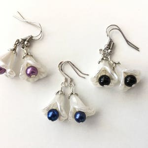 Calla Lily Pearl Earrings Dangles Drops