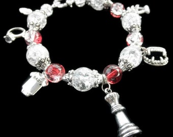 Queen Chess Piece Vampire Love Charm Bracelet