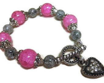 Pink Charcoal Ice Bracelet