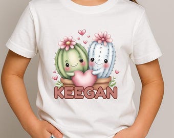 Cactus personalizado con amor para San Valentín para niños, bebés, niños pequeños y jóvenes