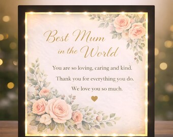 El mejor ______ del mundo Marco iluminado personalizado / Regalo personalizado para mamá, papá, abuela, abuelo, amigo, maestro / Recuerdo significativo