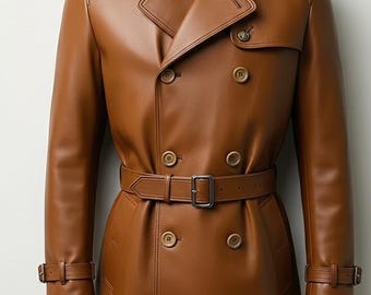 Abrigo militar cruzado de cuero/gabardina gótica (de gran atractivo)