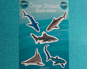 Haaien - oceaanstickers geïllustreerd