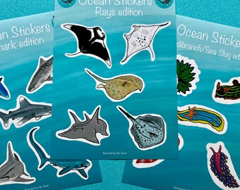 Set van 3 oceaanstickers geïllustreerd