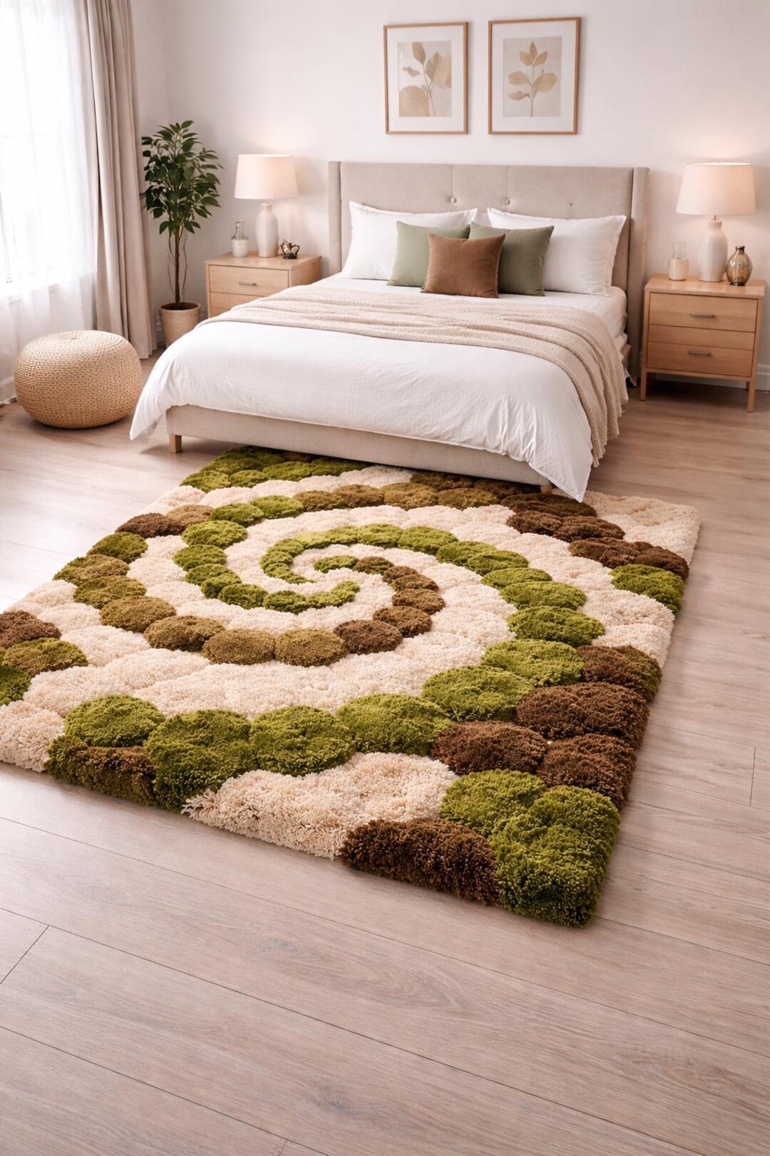 Nature-inspired Spiral Accent Rug Wool Carpet - Etsy