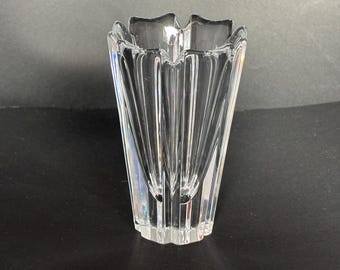 Orrefors 'Corona'-vaas van Lars Hellsten – gesigneerd Scandinavian Crystal Art Glass – 14 cm vintage Swedish design