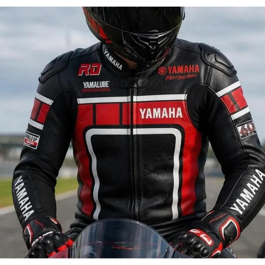 Yamaha Motorcycle Racing Jacket Cowhide Leather Motorbike Riding