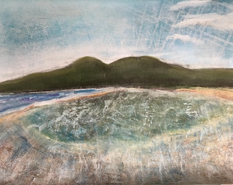 マーロウから見たモーン山脈 #4。オリジナルパステル画 A3