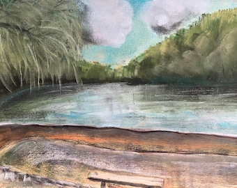 Newmillerdam lake. Original pastel A3