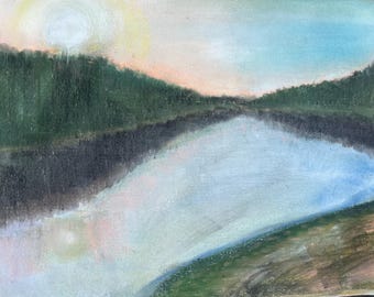 Lago Newmillerdam. Pastel original A3