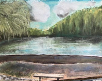 Newmillerdam See. Original Pastell A3