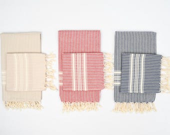 Personalized Hand Towel, Bridal Shower Towel, Organic Cotton Peshtemal, Handwoven Turkish Peshtemals, Holiday Towels