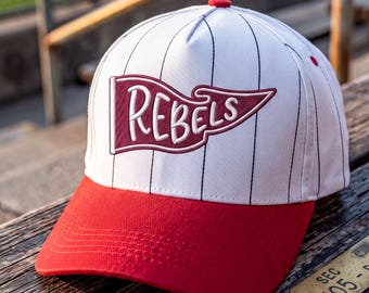 Custom Team Pennant Stripe Trucker Cap, Embroidered Baseball Hat, Vintage Sports Fan Gift, School Spirit