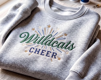 Custom Cheer Sweatshirt, Embroidered School Mascot Crewneck, Personalized Team Spirit Gift, Game Day Pullover