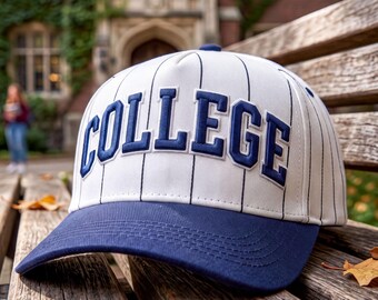 College Trucker Cap, Custom Embroidered Vintage Stripe Hat, Campus Alumni Gift
