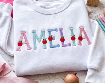 Personalized Kids Sweatshirt, Embroidered Name, Back to School Outfit, First Day Gift, Custom Crewneck