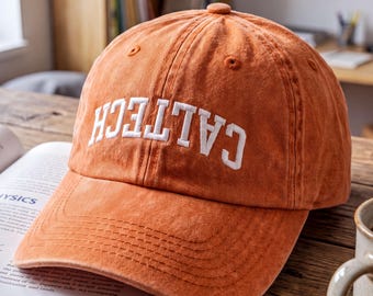 Personalized Upside Down College Washed Hat, Embroidered Vintage Campus Cap, Custom Alumni Gift