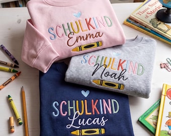 Personalized School Sweatshirt, Embroidered Name Crewneck for Kids, First Day Back to School Gift