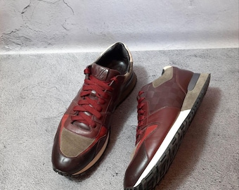 Zapatillas de piel Louis Vuitton G0 0144 Run Away burdeos, talla 43 Eu/9,5 US