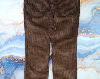 Maat M: rechte Gucci-denimbroek dames vintage gestreepte fluwelen jeans