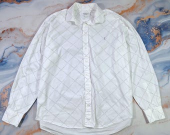 Weißes Yves Saint Laurent Monogramm Hemd mit langem Ärmel - Größe XL