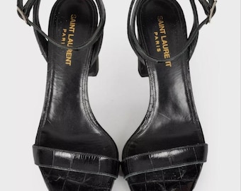Saint Laurent Black Leather Heels 35 Eu (5 US) Loafers Shoes YSL Pumps