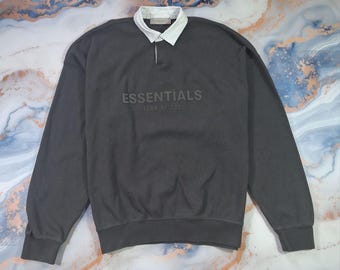 Maat M-L: kaki sweater Essentials Fear of God Big Logo Waffle Henley Rugby