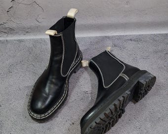 Louis Vuitton Vintage Mens Damier Heel Leather Boots Size 5 1/2 LOUIS VUITTON Black Leather Oberkampf Damier Ebene Men main image 4