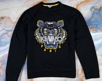 Größe M - Schwarzes Sweatshirt Kenzo Paris Big Tiger Logo Pullover