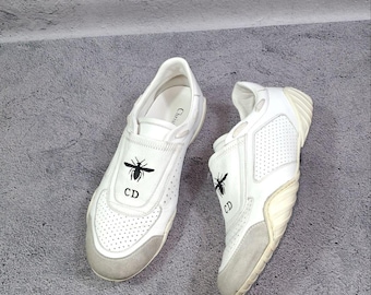Zapatillas Christian Dior D-Fence para mujer, de piel y ante, color blanco, talla 39 (EU) (8 US)