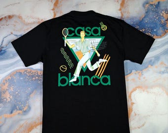 Zwart T-shirt Casablanca Tennis Club Le Jeu bedrukt logo - maat M