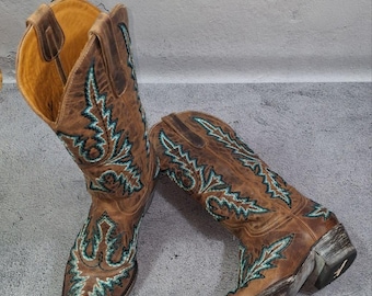 Taglia 38 EU (7 US) Messico Stivali da cowboy in pelle Old Gringo con ricami Scarpe western
