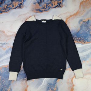 Maglione blu vintage con logo CC, taglia XS-S - Pullover taglia XS-S