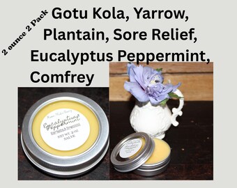 2 ounce Herbal Salve 2 Piece Kit, Skin Healing Balm, Arnica, Comfrey, Calendula