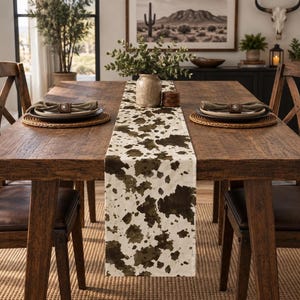 Cow Print Table Runner | 100% Cotton Twill Or Polyester, 16x72 or 16x90