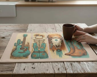 Vintage-Inspired Western Placemats | Country Dining Essentials | Western Kitchen Decor