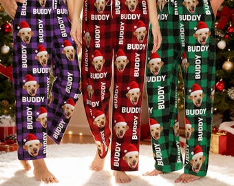 Custom Christmas Plaid Pajama Pants - Personalized Family Matching Pjs,Xmas Gifts
