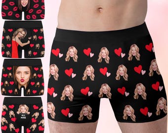 Personalized Valentine's Day Gift for Him, Custom Men Face Boxer Briefs