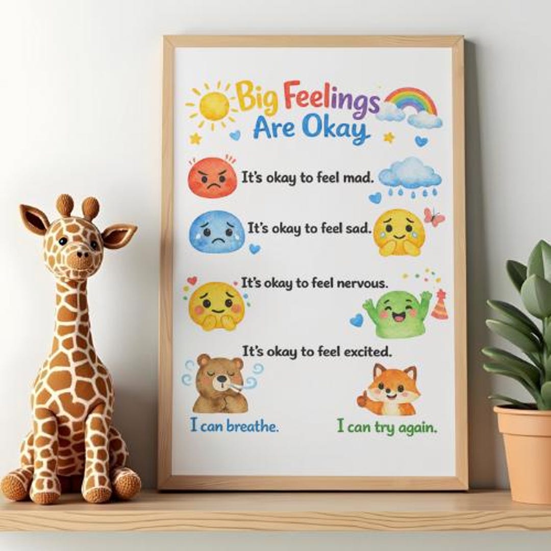 Big Feelings Affirmation Wall Art | Kids Feelings Chart | Printable ...