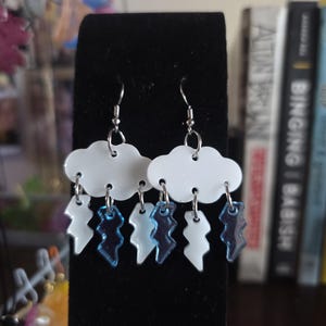 Cloud and Lightening Dangly Earrings