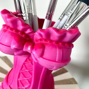 Maceta grande con forma de corsé – Almacenaje de brochas de maquillaje y accesorios – Decoración femenina original – Idea de regalo