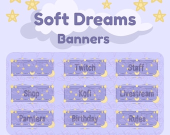 Bannières Discord dessinées à la main de Soft Dreams | Décoration de serveur | Organisation Discord | Fenêtre contextuelle