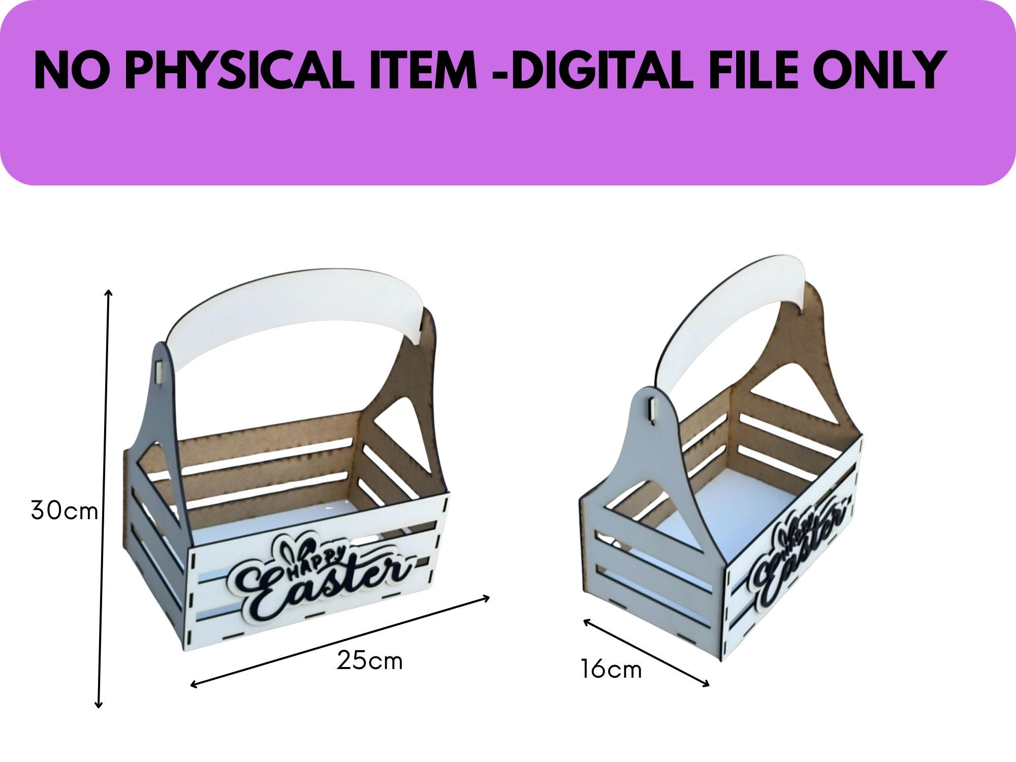 Happy Easter Basket Laser Cut File | Mdf 3mm Wooden Gift Basket ...
