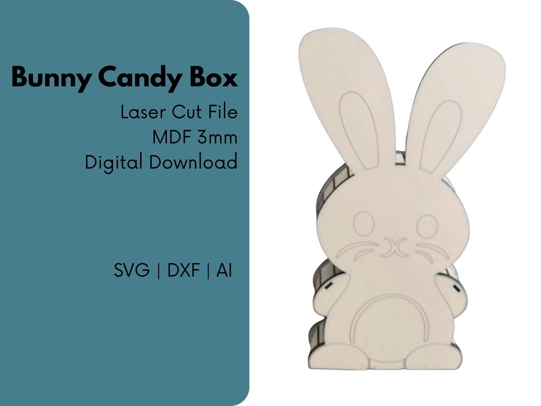 Easter Bunny Candy Box Laser Cut File | Mdf 3mm Bunny Gift Box Template ...
