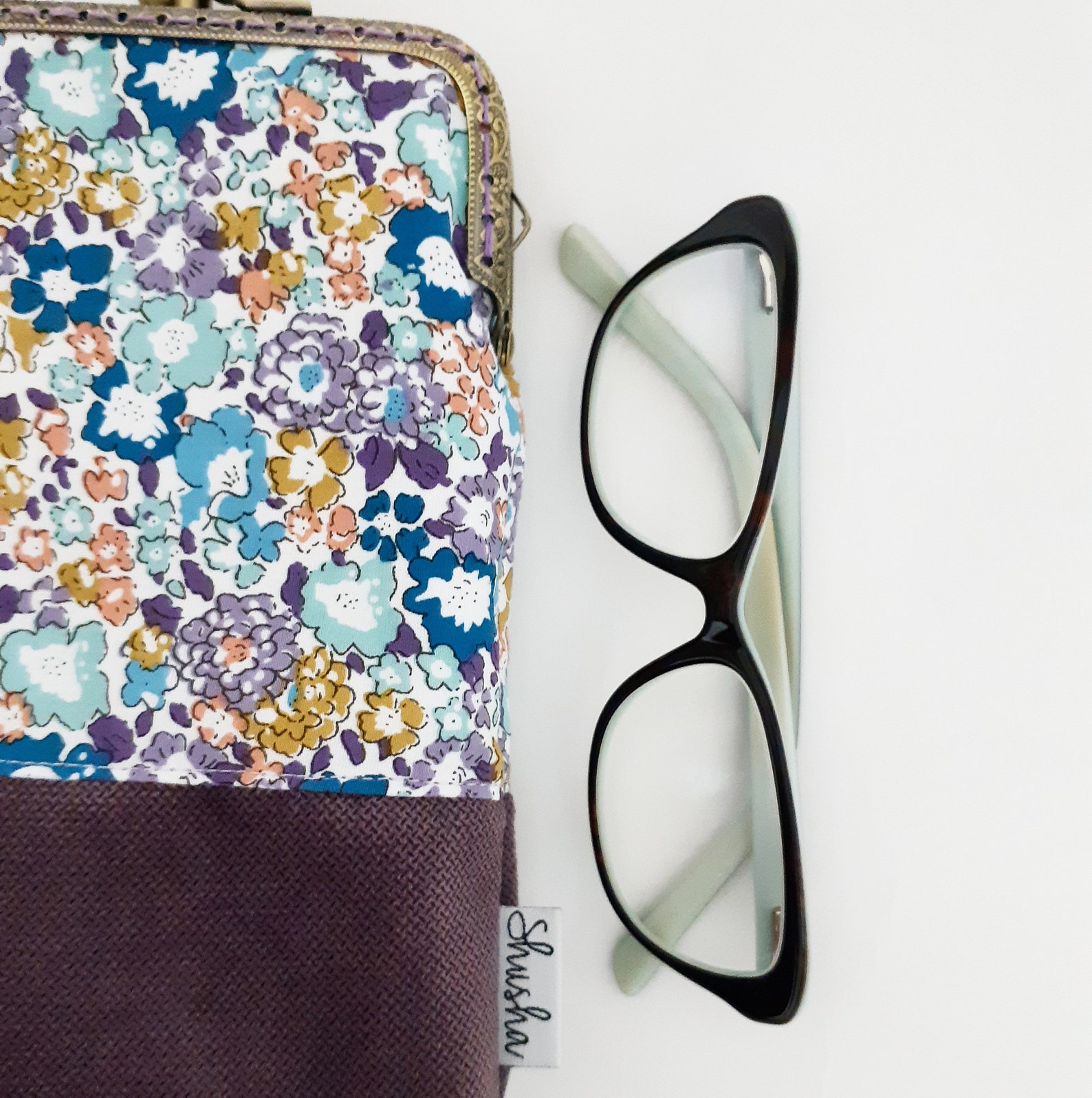 Double Pocket Eyeglass Case Handmade Fabric Eyeglass Case Etsy