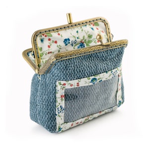 Blue Kiss Lock ID Wallet, Badge ID Coin Purse, Double Kiss lock Coin Purse, Women ID Slot Wallet, Double Pockets Wallet, Coin Purse Clasp