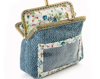 Handmade Vintage Style Kiss Lock ID Wallet, Retro Chic Coin Purse for Women